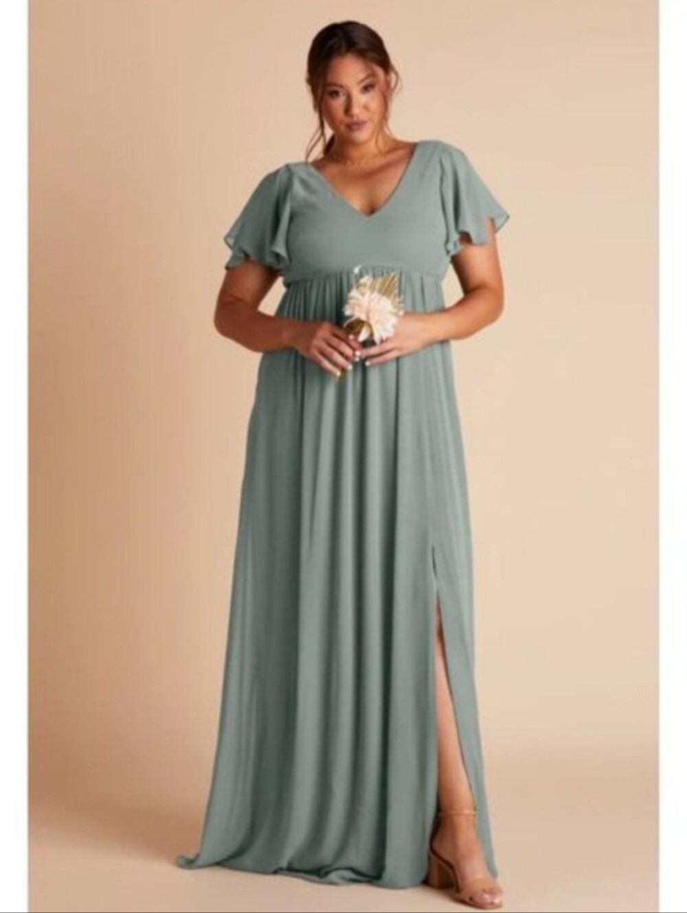 Birdy Grey Hannah Chiffon Dress NWT XXL Eucalyptus Green Maxi Floor Length